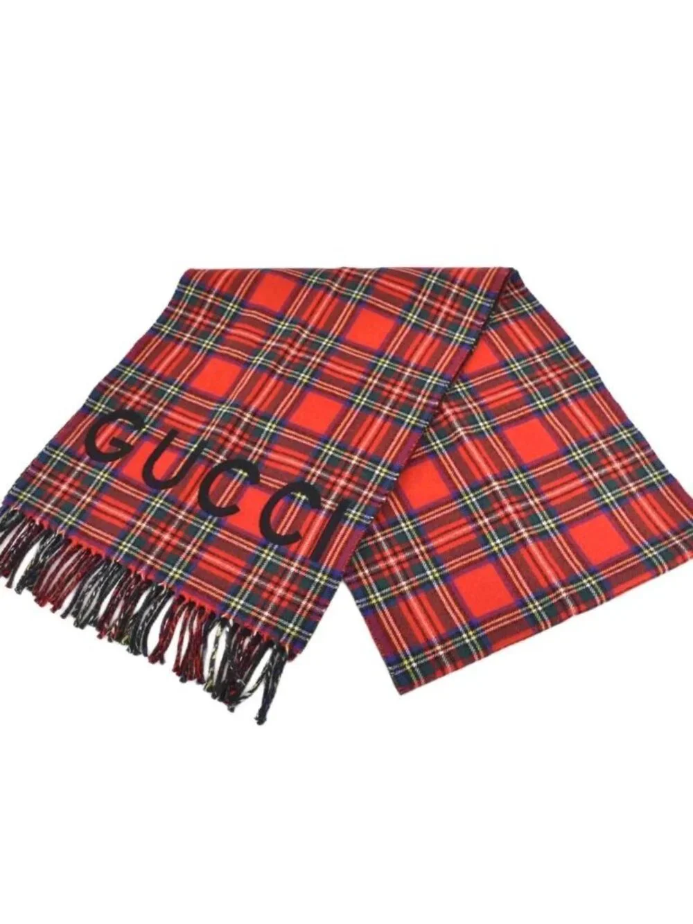 Gucci Scarf Shawl Check Wool Cashmere Blend 35 20